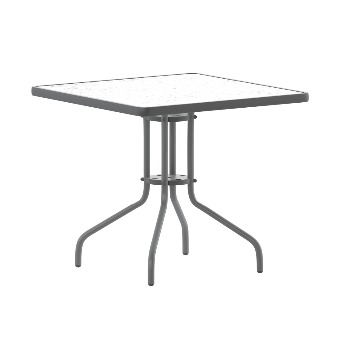 Barker 31.5'' Silver Square Tempered Glass Metal Table