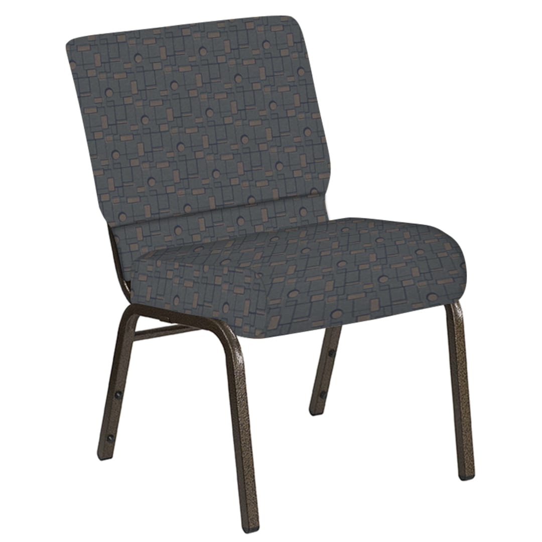 Embroidered 21''W Church Chair in Circuit Leaf Fabric - Gold Vein Frame
