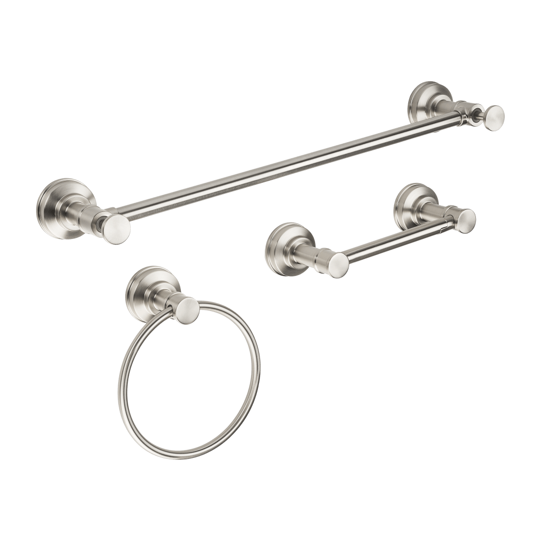 Breckenridge 3-Piece with Invisihook Bathroom Accessory Kit in Brushed Nickel