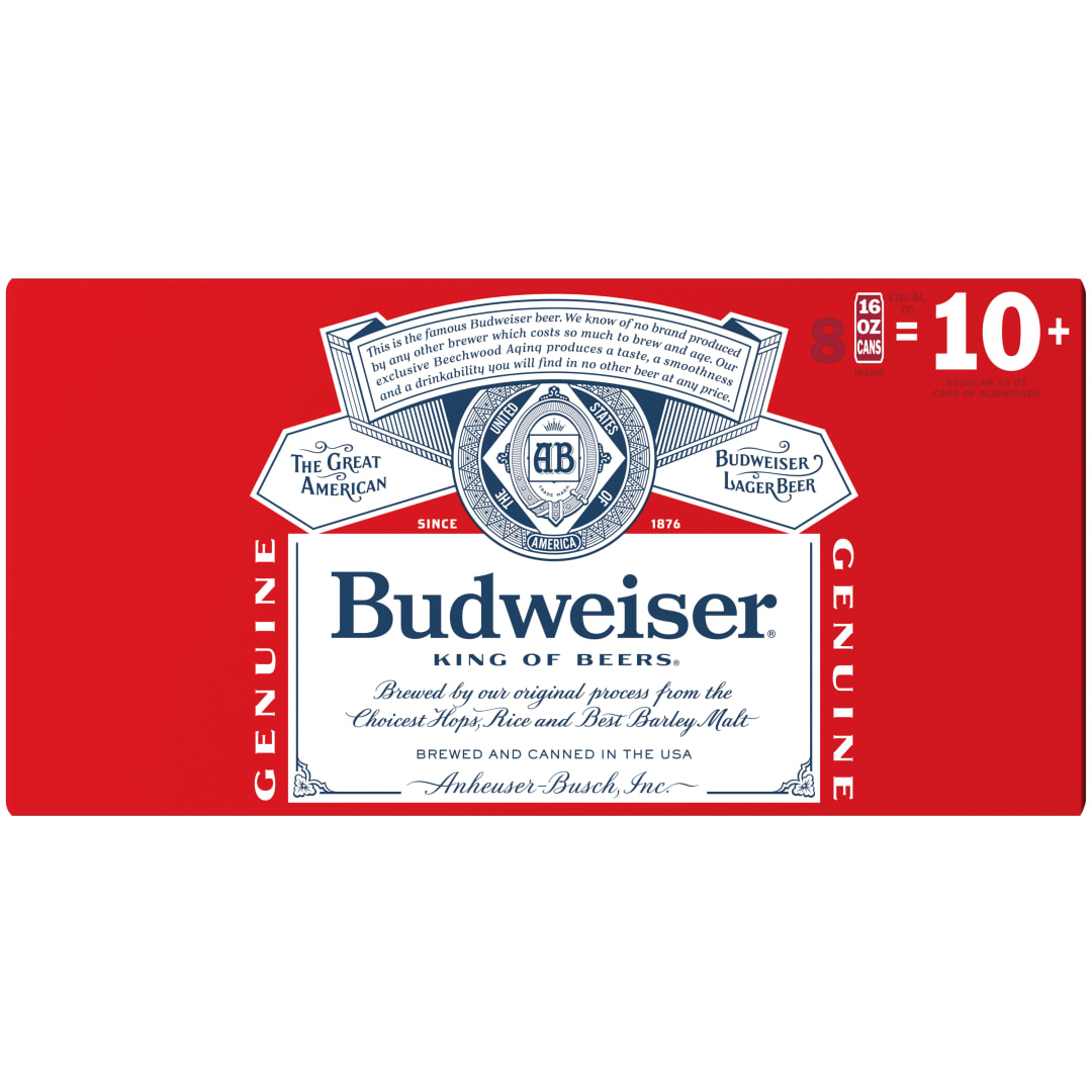 Budweiser American Lager Beer 8 Pack, 16 fl oz Cans