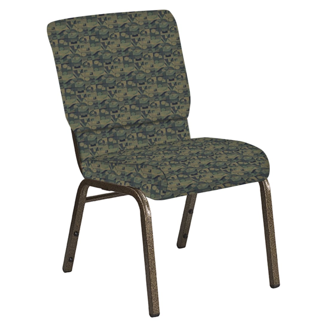 18.5''W Church Chair in Perplex Clover Fabric - Gold Vein Frame