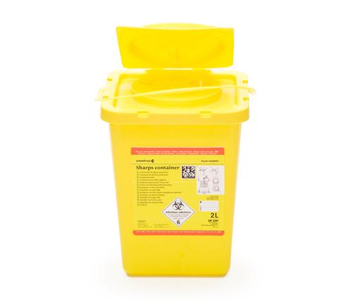 Covetrus Sharps Container, Yellow, Square 2 Litres