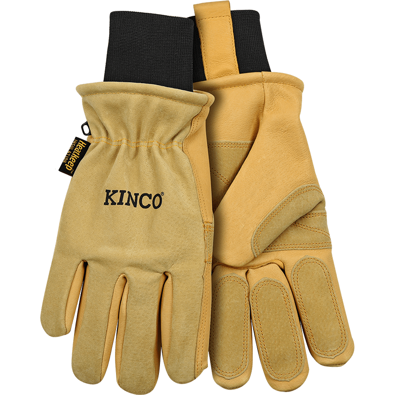 Laser Engraved Lined Heavy-Duty Premium Grain &amp; Suede Pigskin Ski Glove with Omni-Cuff™