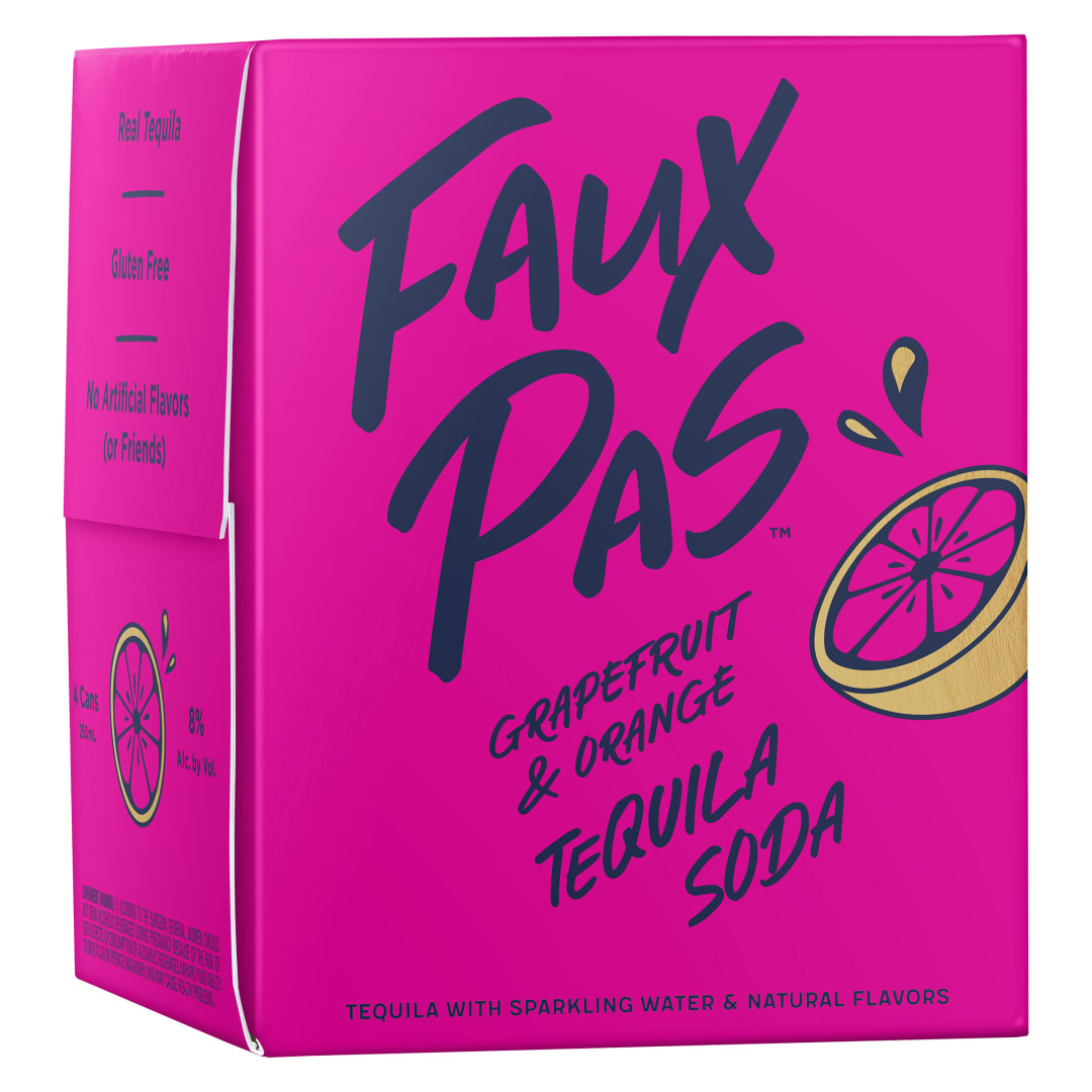 Faux Pas Grapefruit and Orange Tequila Soda 250ml Cans (Pack of 4)