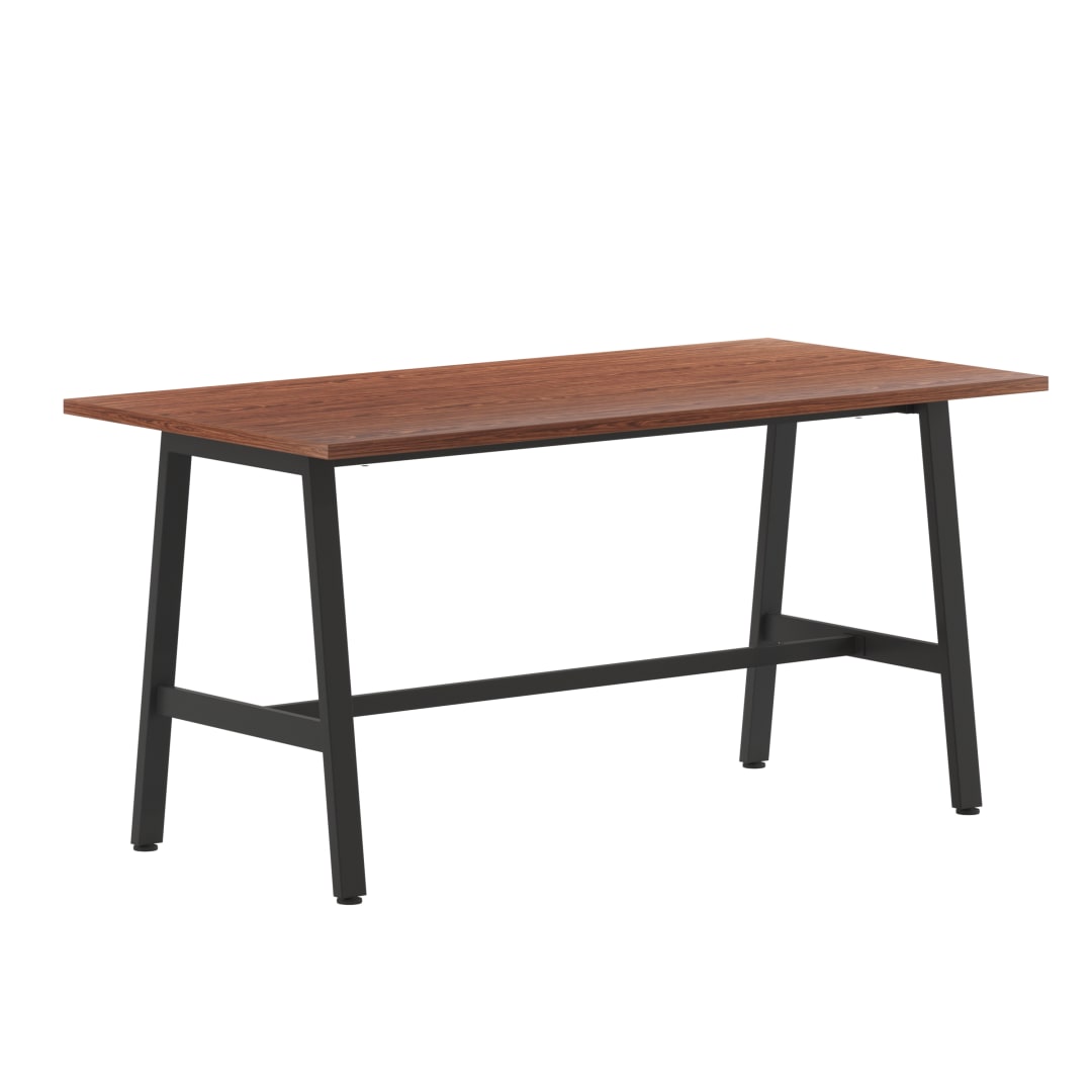 Redmond Commercial 60x30 Collaborative Table Desk, 1" Thick Double Sided Laminate Table Top with PVC Edging, Heavy Duty A-Frame Steel Base, Walnut