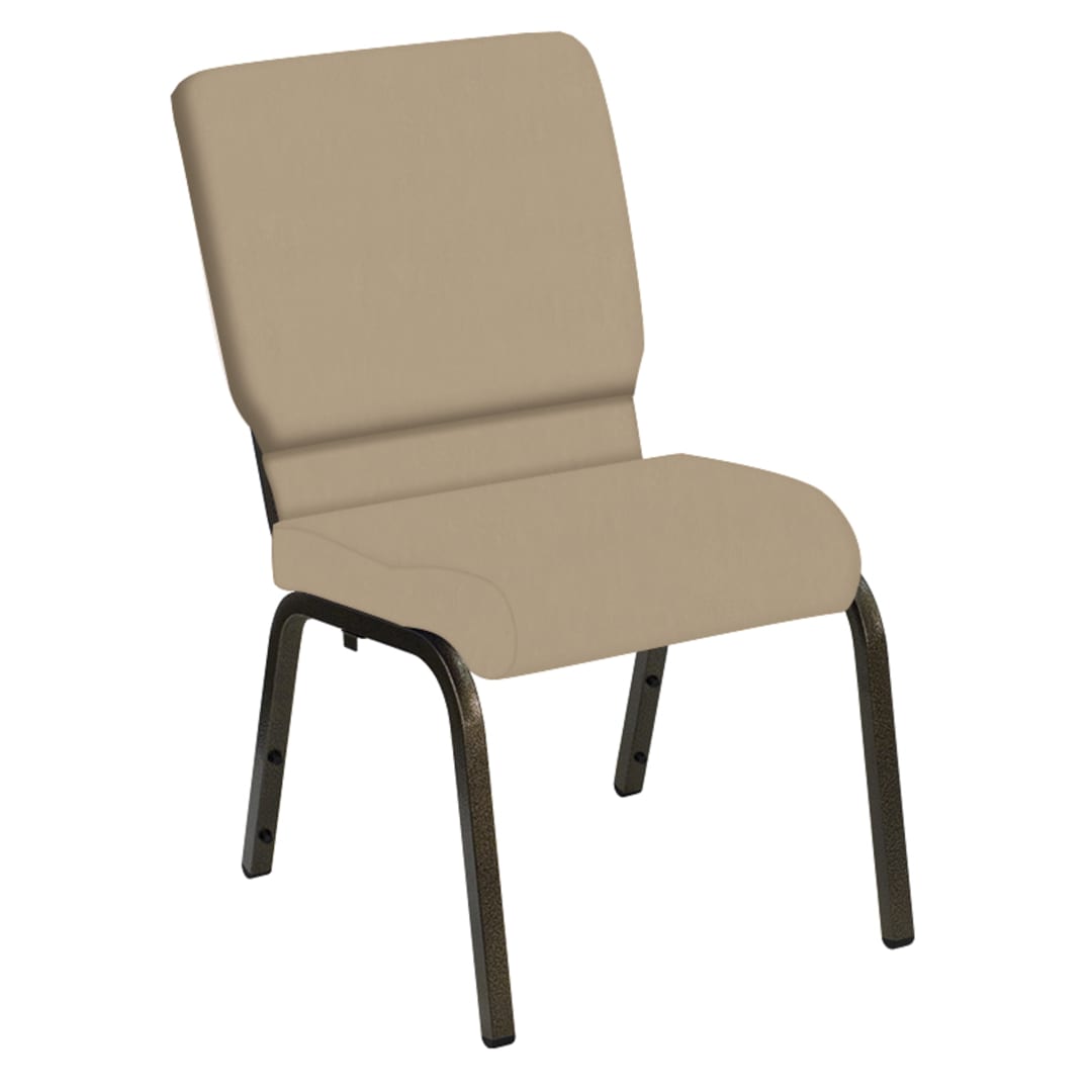 HERCULES Series 18.5''W Church Chair in E-Z Wallaby Neutral Vinyl - Gold Vein Frame