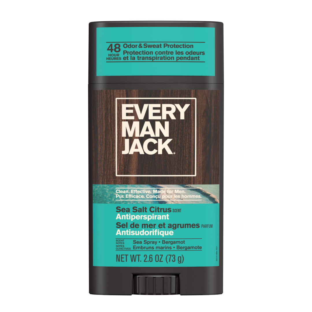 Every Man Jack Men’s Sea Salt Citrus Antiperspirant Deodorant - Stay Fresh with Antiperspirant Men’s Deodorant - Odor Crushing, Long Lasting, Plant-Based, and No Harsh Chemicals - 73g