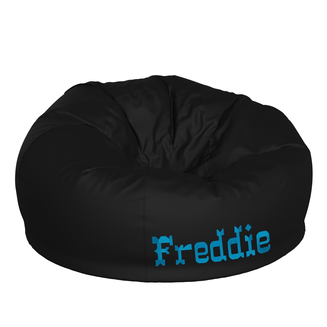 Duncan Personalized Oversized Solid Black Bean Bag Chair for Kids and Adults