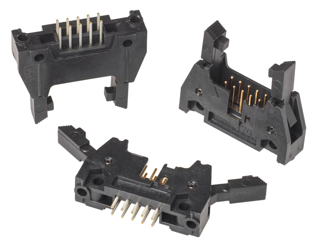 3M™ N3408-6203 RB, Wannenstiftstecker, 180° gerade, 16-polig, 3000 Serie, 2,54 mm, 0,76 µm Au, Schwarz