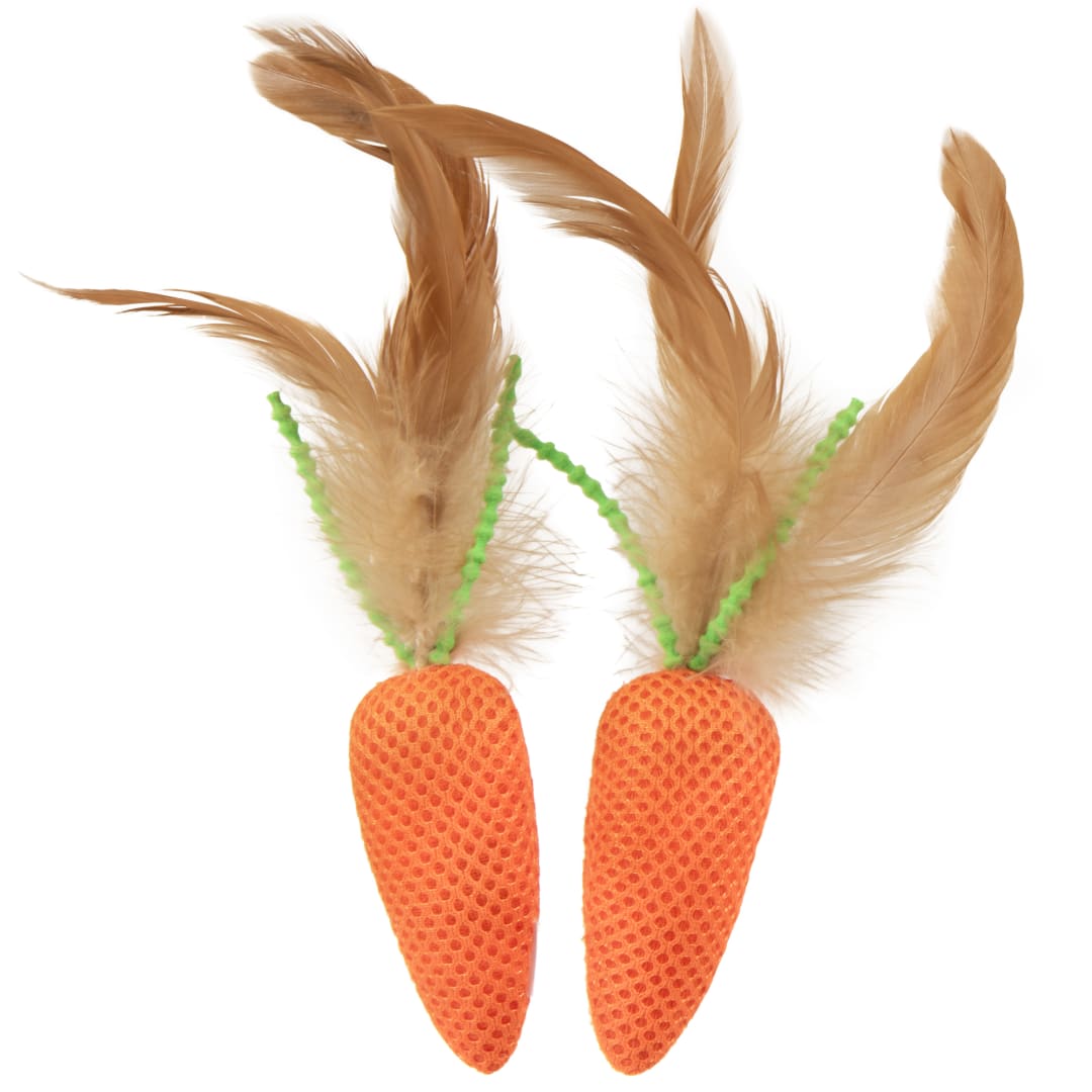SmartyKat Crazy Carrots Durable Plush Catnip Cat Toys, Set of 2