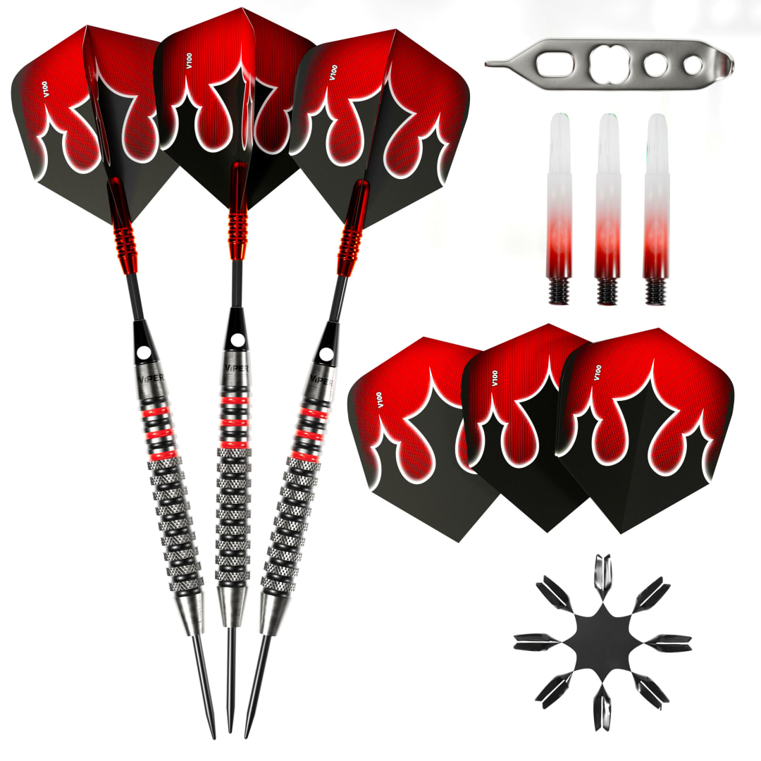 Viper Shot King Steel Tip Dart Set with Nomad Dart Case | 80% Tungsten | Red | 22 Grams
