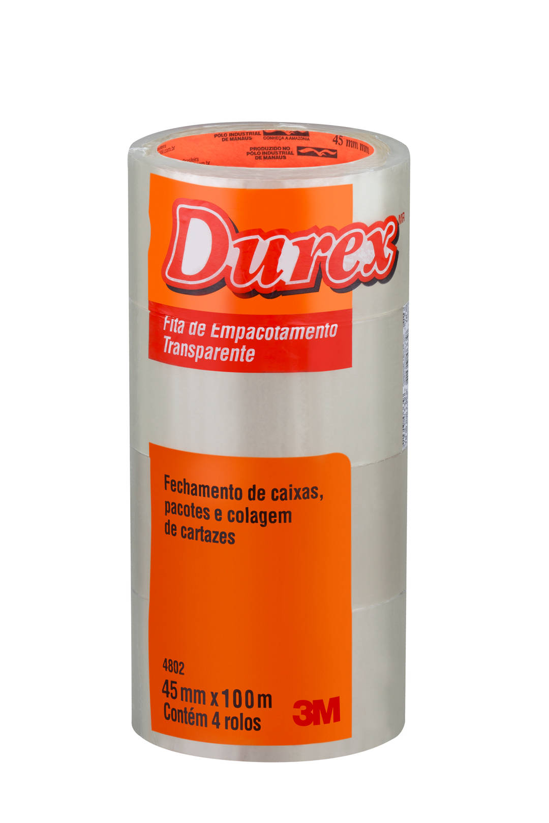 Fita de Empacotamento Durex™, Transparente, 45 mm x 100 m, 4 Rolos