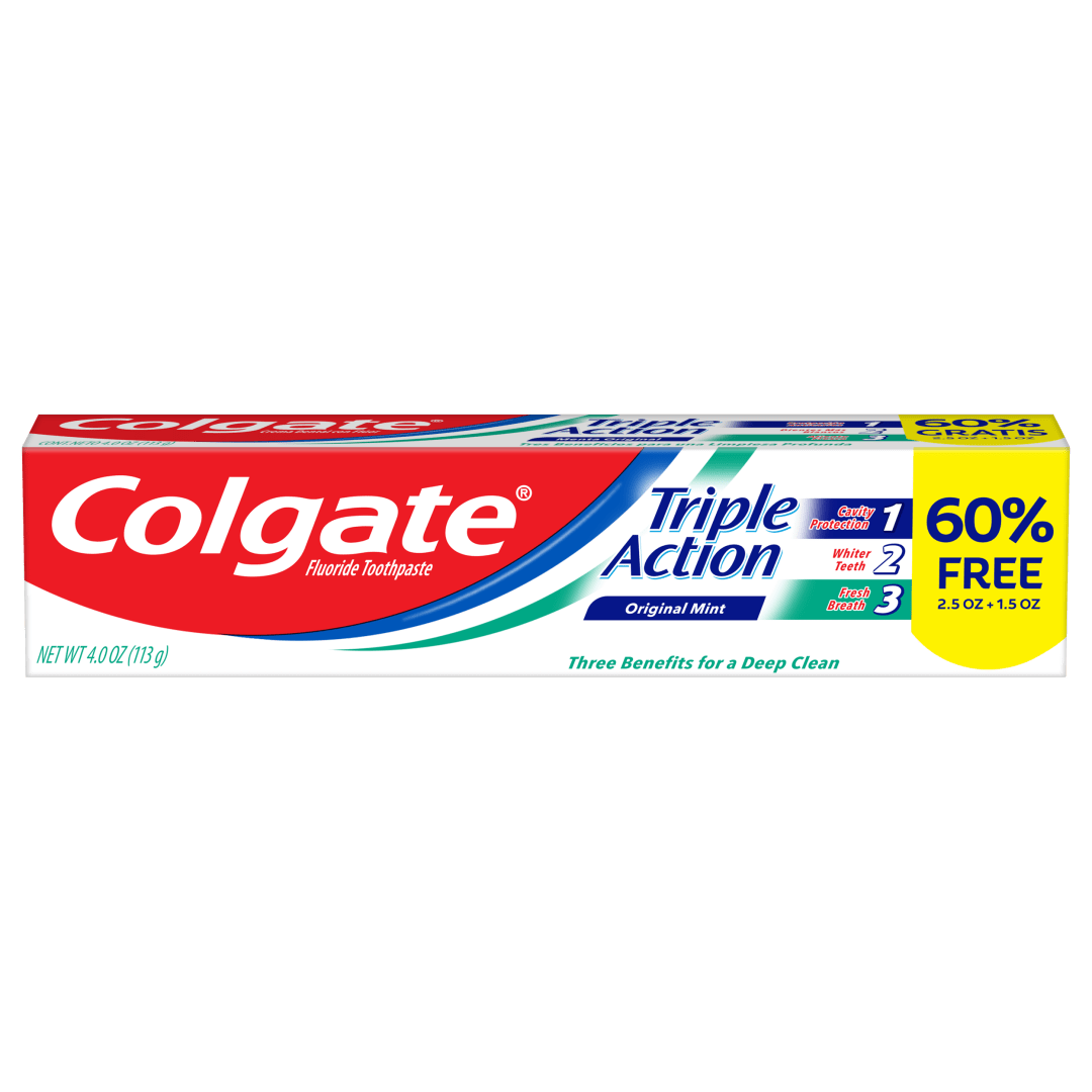 Colgate Triple Action Toothpaste, Mint - 2.5 ounce + 6% Free