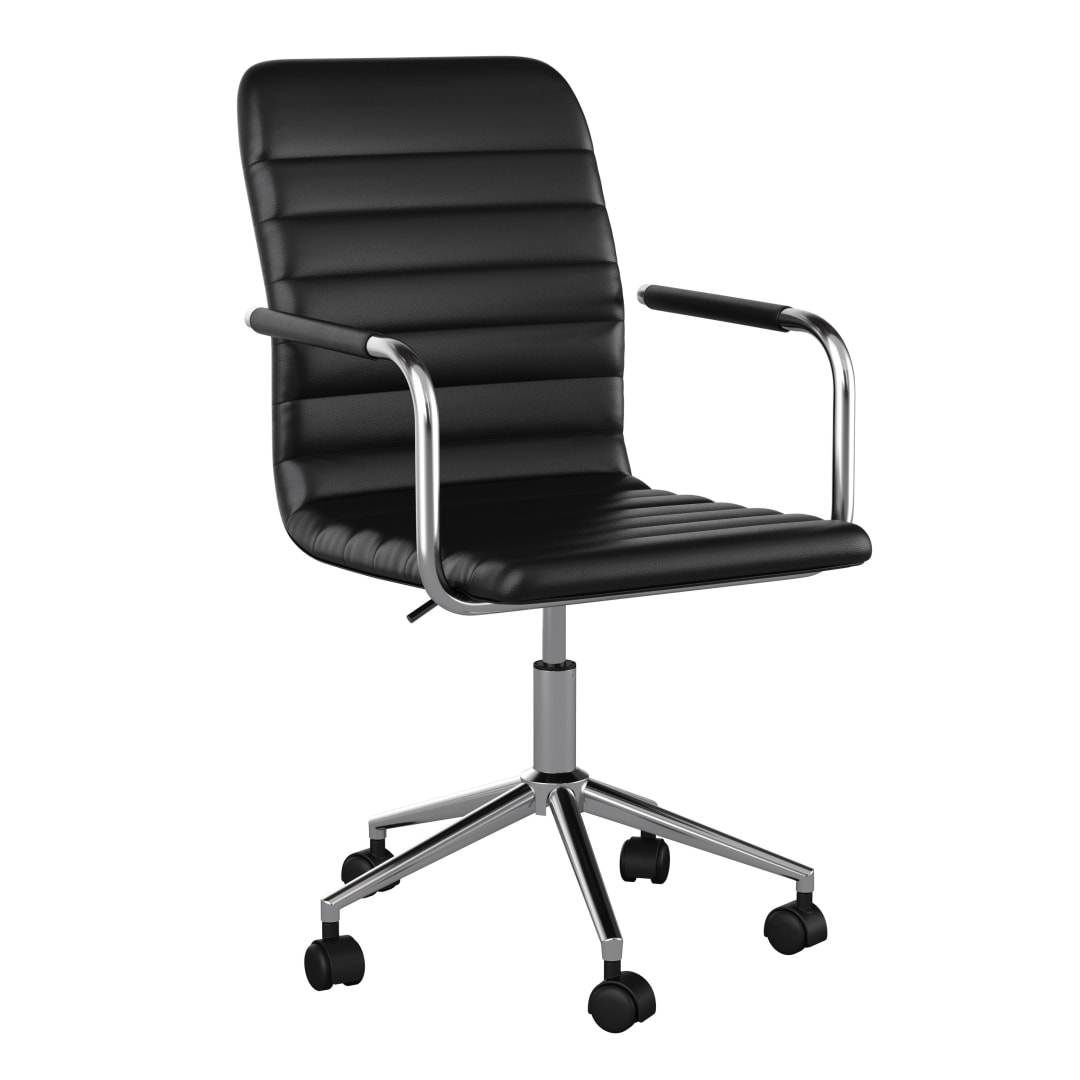 Taytum Upholstered Office Chair in Black/Polished Nickel