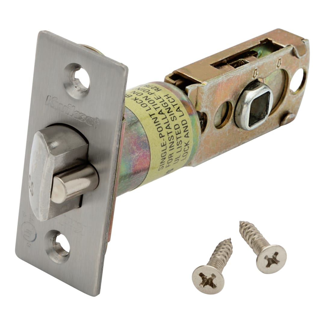 Square Corner UL Deadbolt Latch for Push Button Lever in Polished Chrome or Satin Chrome Finish