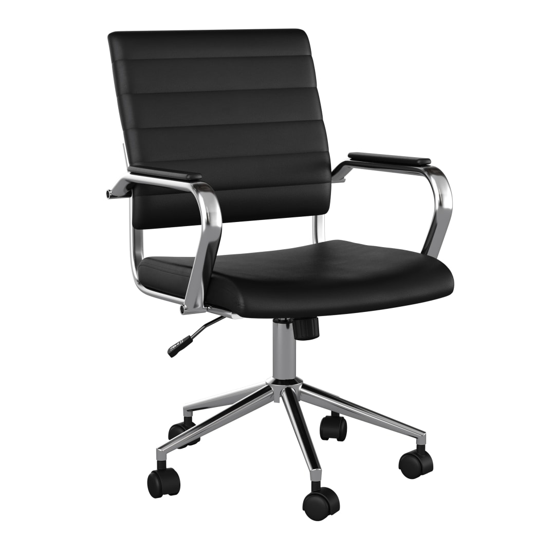 Piper Upholstered Office Chair in Black/Polished Nickel