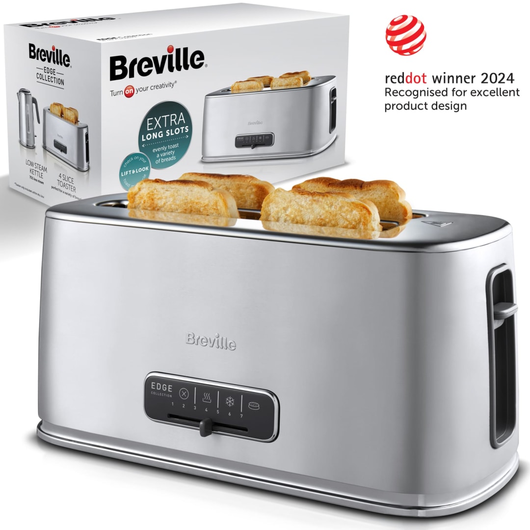Breville Edge Long Slot Toaster-Stainless Steel (UK Plug)