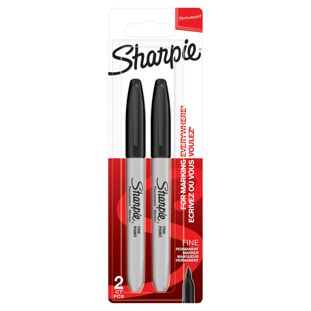Sharpie rotuladores permanentes | punta fina | color negro | paquete de 2 marcadores | material escolar ideal
