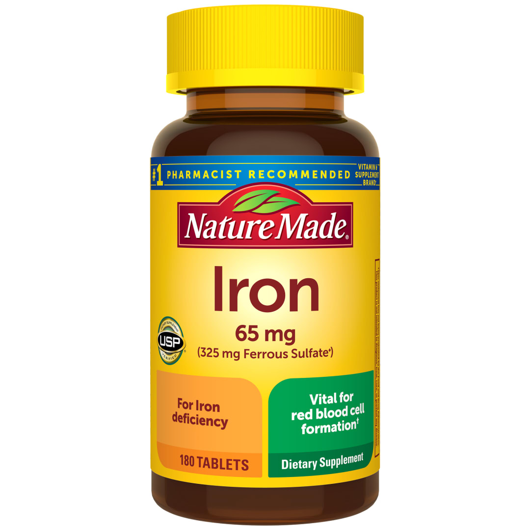Nature Made Iron 65 mg (325 mg Ferrous Sulfate) Tablets - 180ct