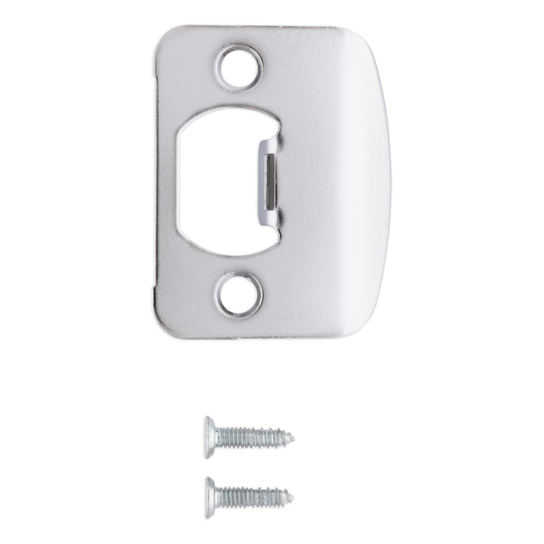 Round Corner Full Lip Strike for Knob/Lever in Polished Chrome or Satin Chrome Finish