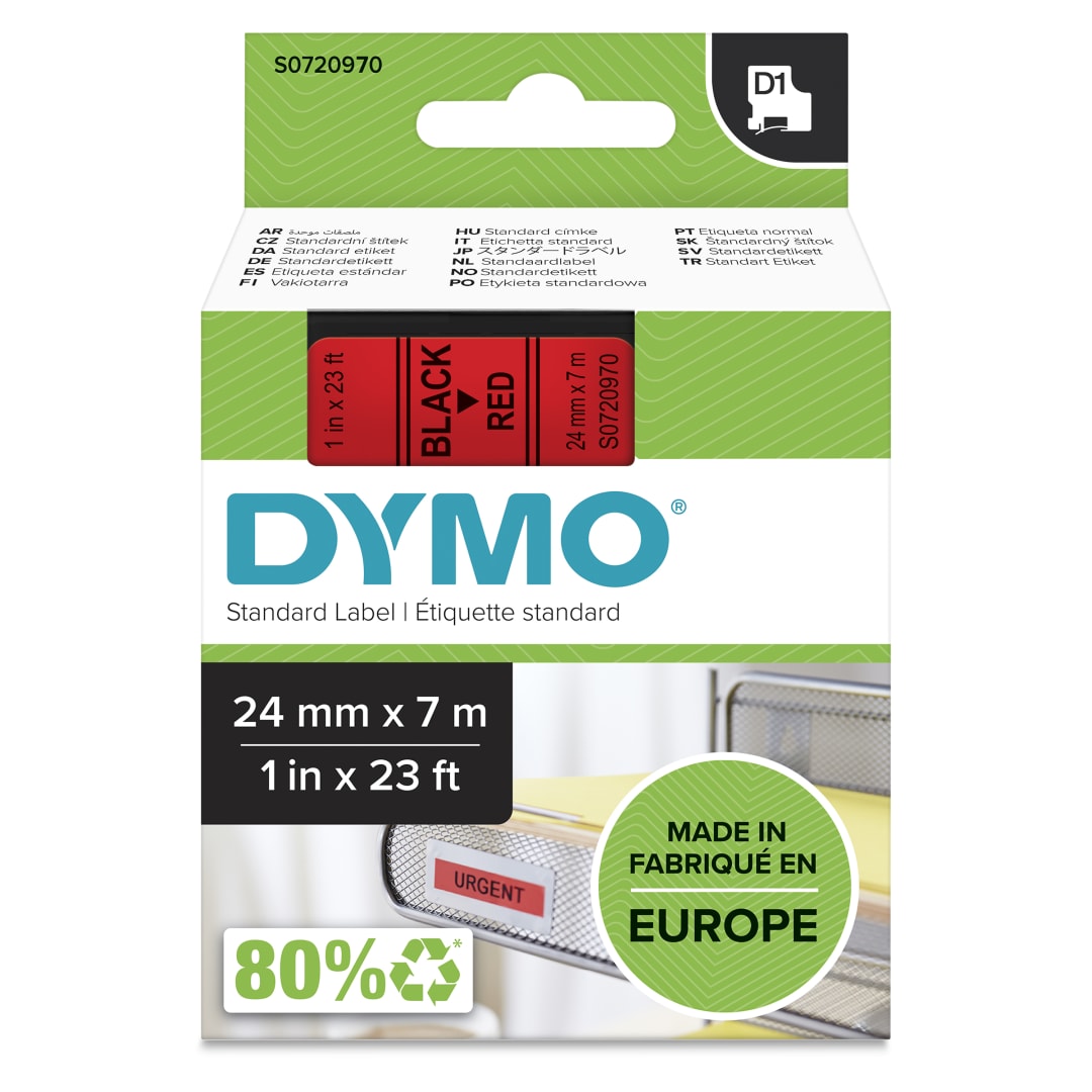 DYMO® Standard D1 Labeling Tape for LabelManager Label Makers, Black print on Clear tape, 3/8'' W x 23' L, 1 cartridge