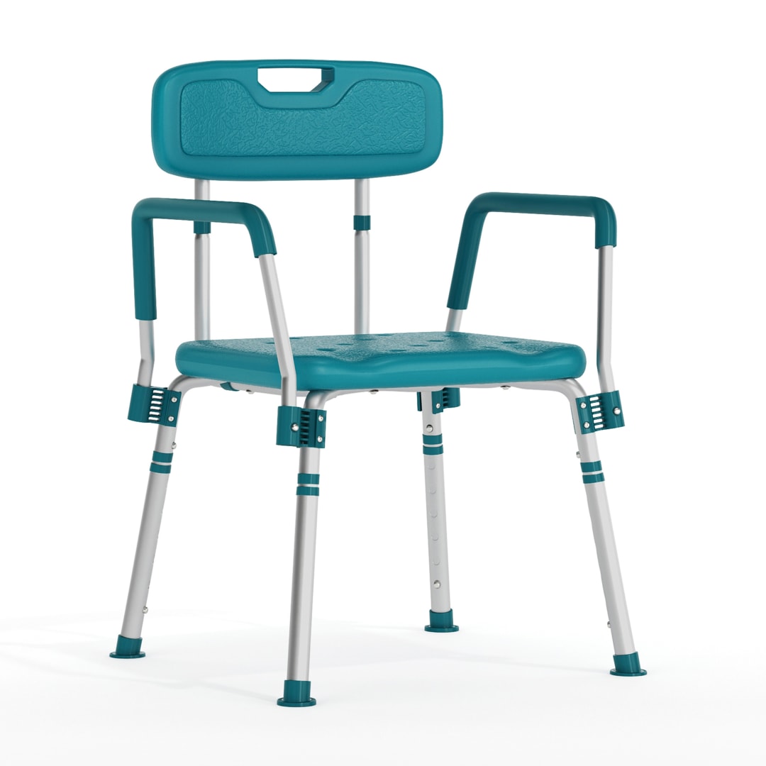 HERCULES Series 300 Lb. Capacity Adjustable Teal Bath &amp; Shower Chair with Quick Release Back &amp; Arms