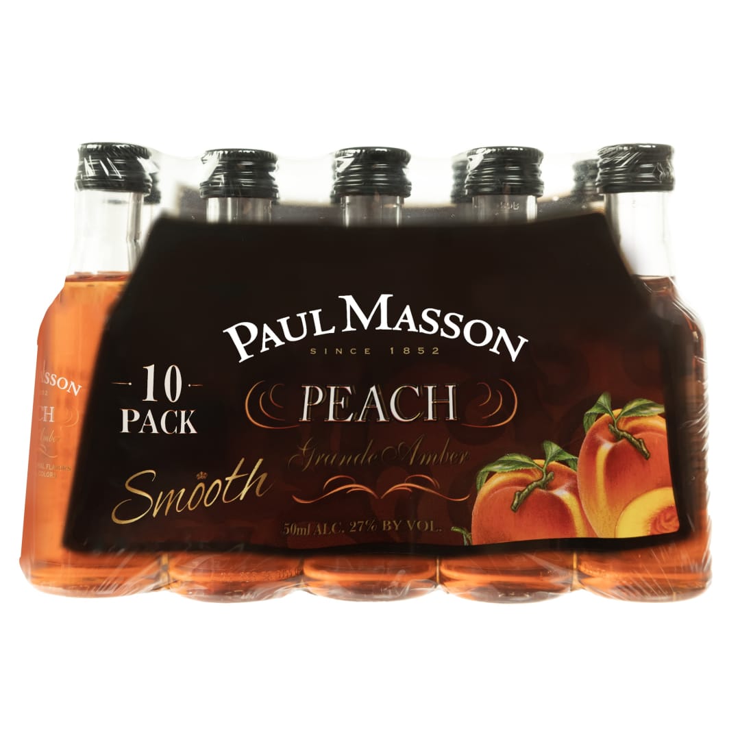 Paul Masson Peach Grande Amber Brandy 10 Pack 50ml 54 Proof