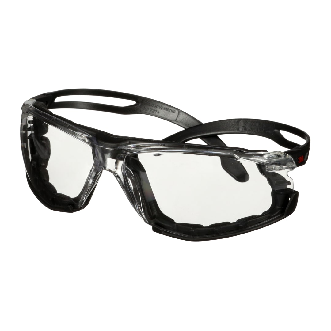 3M™ SecureFit™ 500 İş Güvenliği Gözlükleri, Siyah çerçeve, Köpük, Scotchgard™ Buğu Önleyici / Çizilmeye Dayanıklı Kaplama (K ve N), Şeffaf lens, SF501SGAF-BLK-FM, 20/Kutu