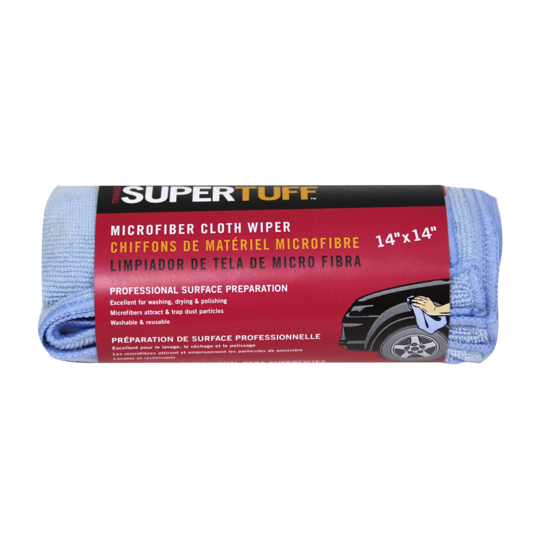 SuperTuff® Microfiber Wiping Cloths, Blue, 14"x14", 3pk roll