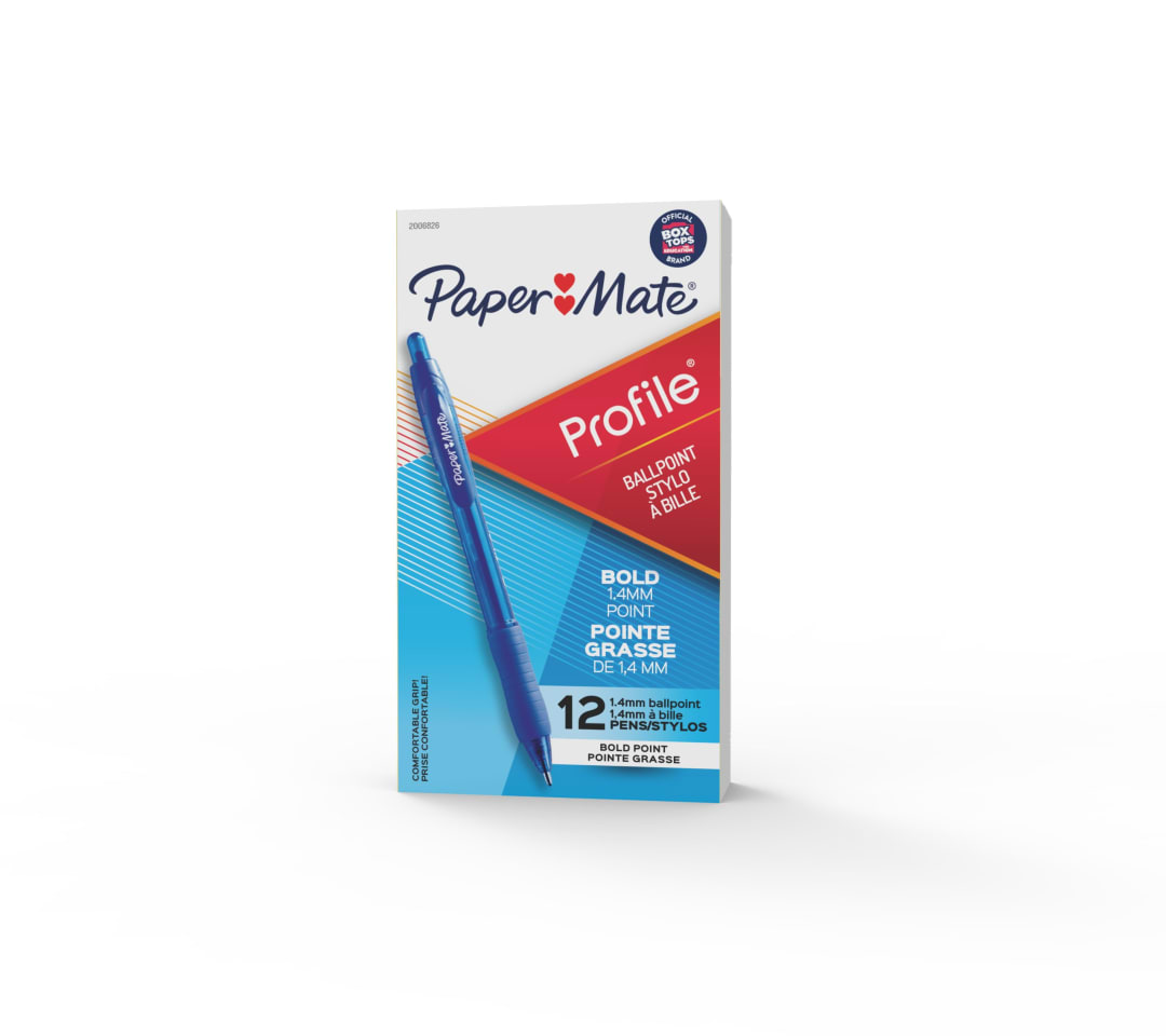 Paper Mate® Profile® Retractable Ballpoint Pens, Bold Point (1.4mm), Blue, 12 Count