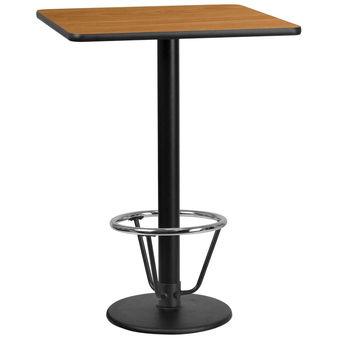 Stiles 30'' Square Natural Laminate Table Top with 18'' Round Bar Height Table Base and Foot Ring