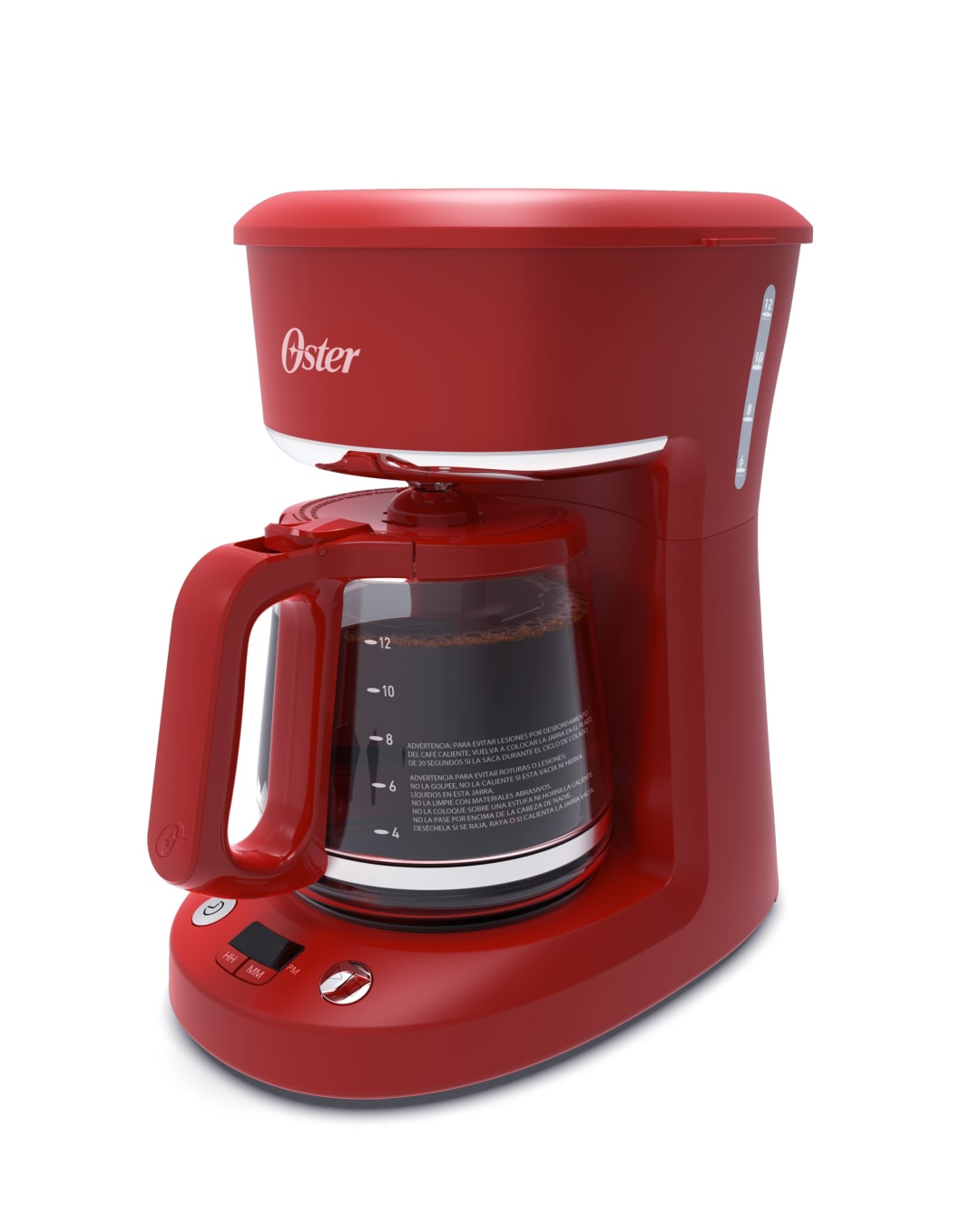 Oster Cafetera, de Goteo, 12 Tazas de Capacidad, Apagado Automático, Filtro Permanente Incluido, Canasta Removible, Color Rojo, BVSTDCP12R