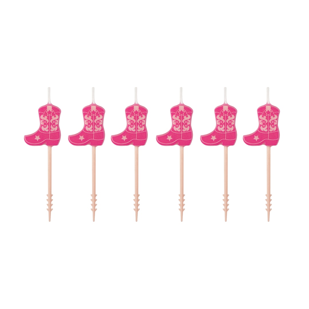 Disco Country Boot-Shaped Pick Birthday Candles, 6ct