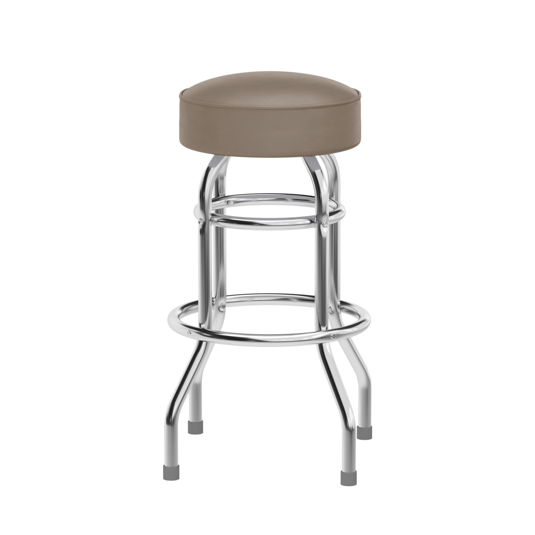 Bruno Double Ring Chrome Barstool with Beige Seat