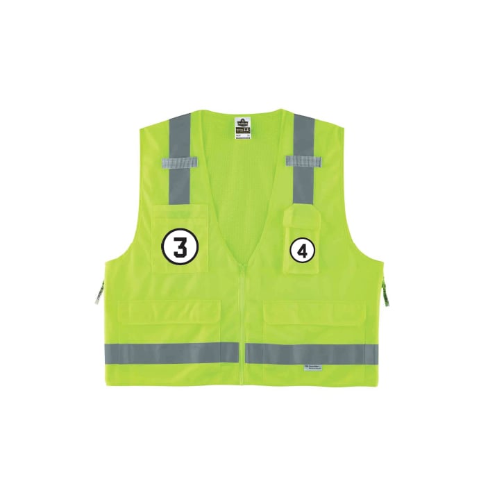 GloWear 8250Z Hi-Vis Surveyor Vest - Type R, Class 2, Zipper, 7 Pockets