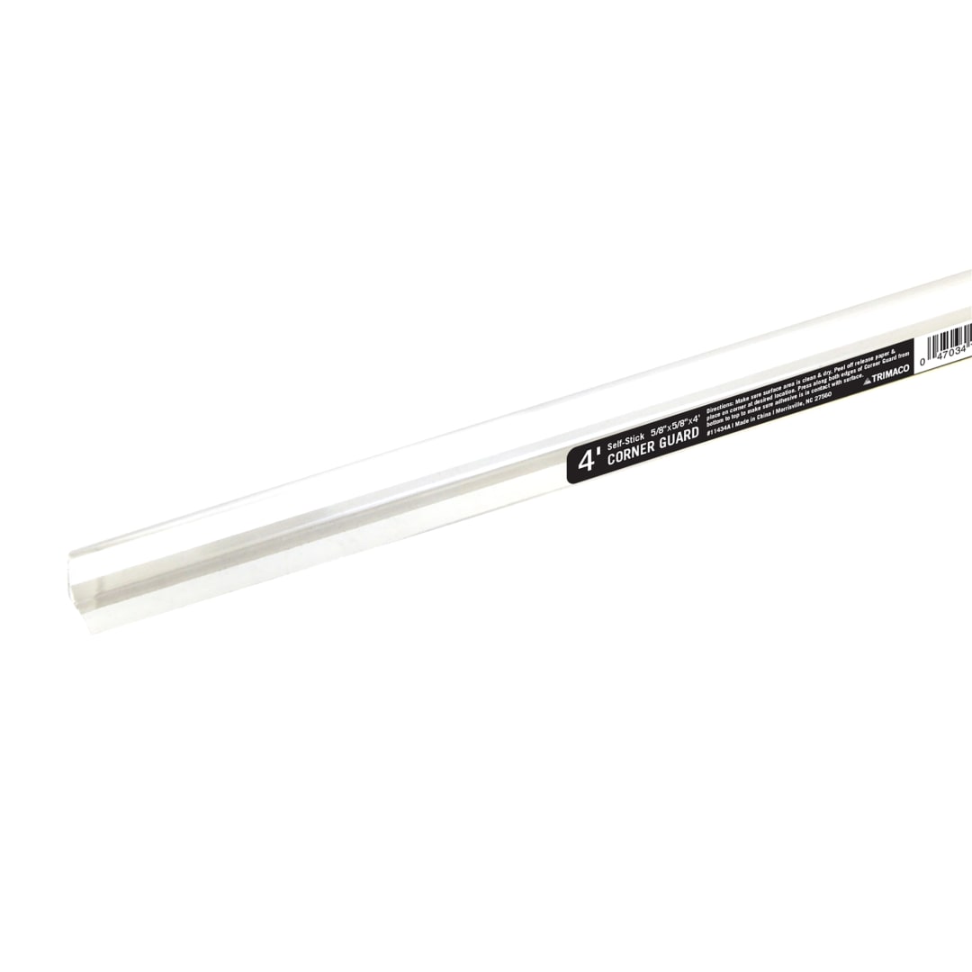 Corner Guard, Self-Stick, Clear, 5/8"x5/8"x4'