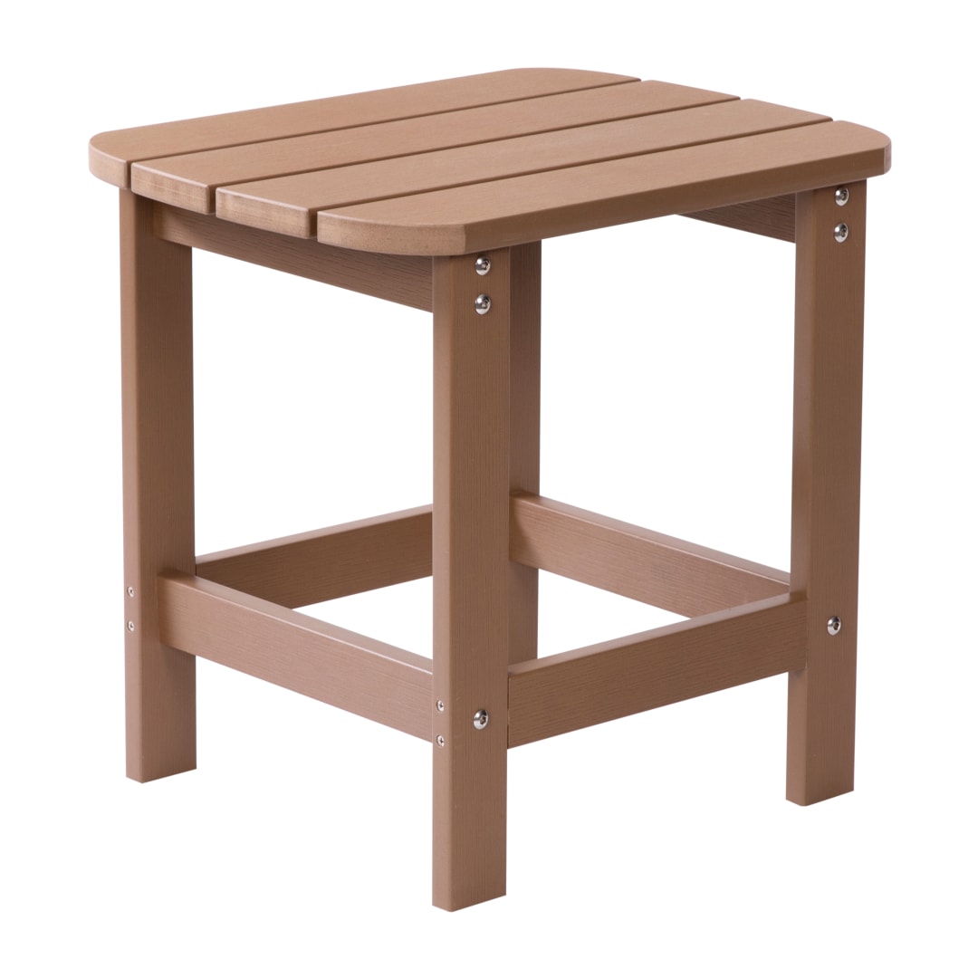 Charlestown All-Weather Poly Resin Wood Commercial Grade Adirondack Side Table in Natural Cedar