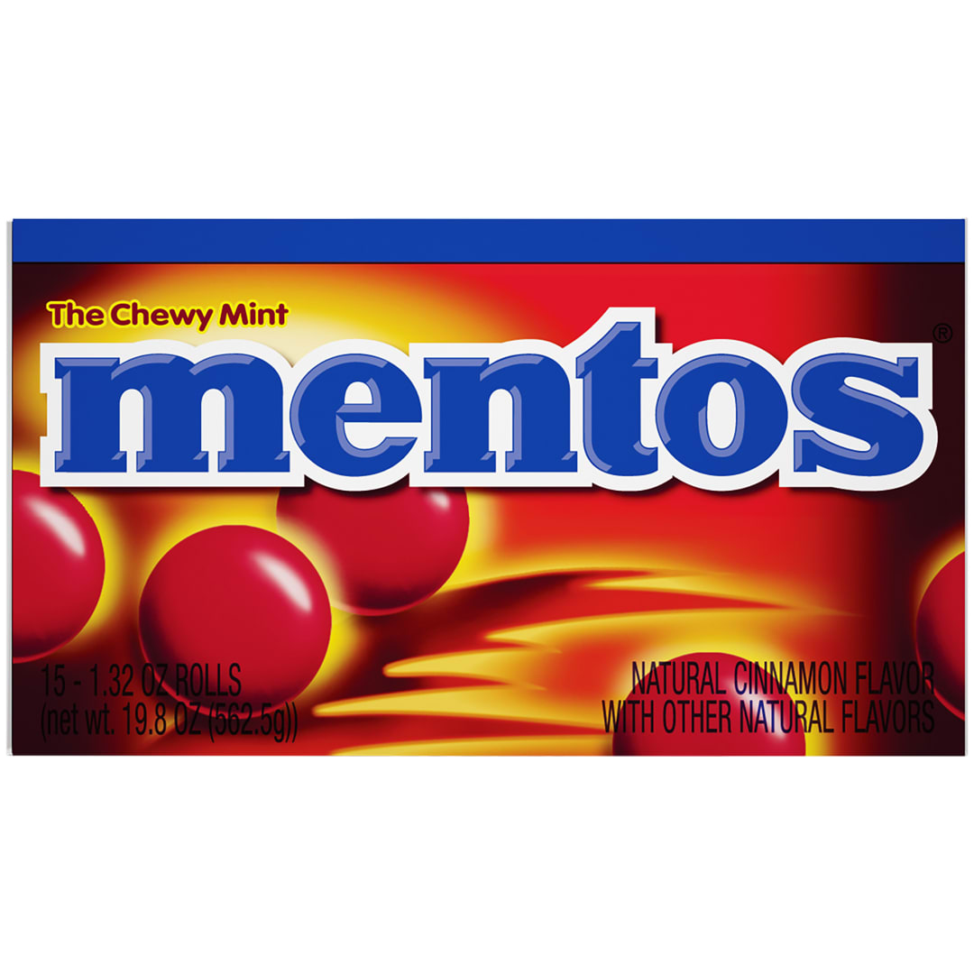 Mentos Chewy Mints Cinnamon 14 pc Single Rolls - 15 Pack