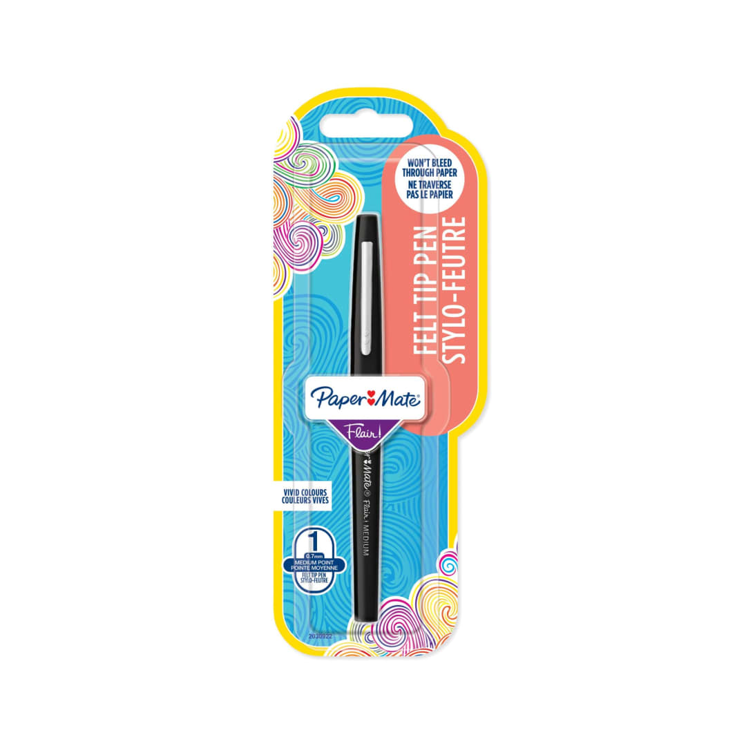 Paper Mate® Flair Felt Tip Pens | Medium Point (0.7mm) | Black | 1 Count