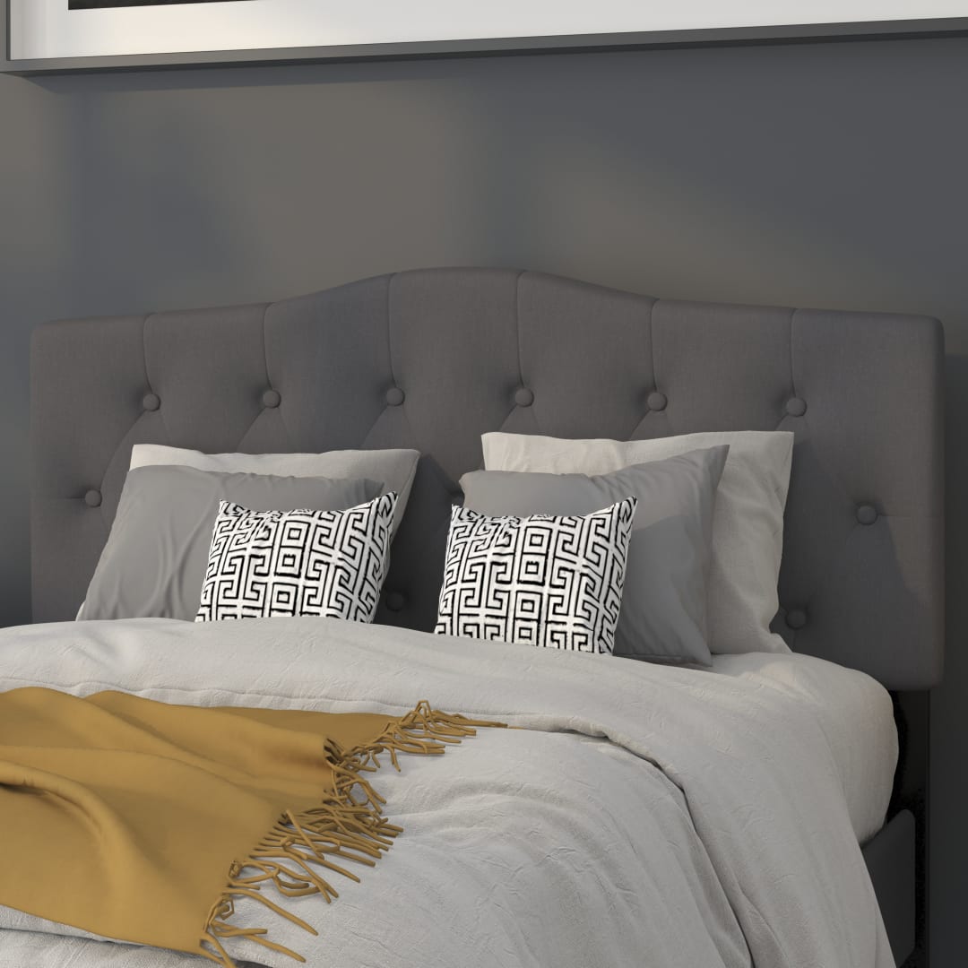 Cambridge Tufted Upholstered Full Size Headboard in Dark Gray Fabric