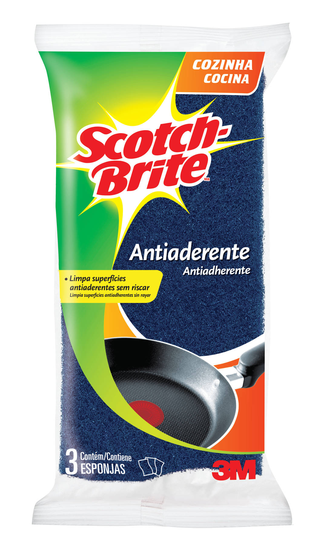 Esponja Antiaderente Scotch-Brite®, 3 Unidades
