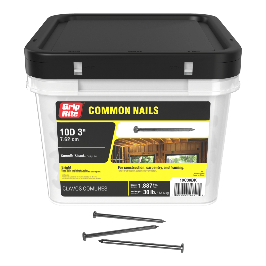 Grip-Rite 10D Bright Common 30# Clear Bucket Hand Drive Common Nails