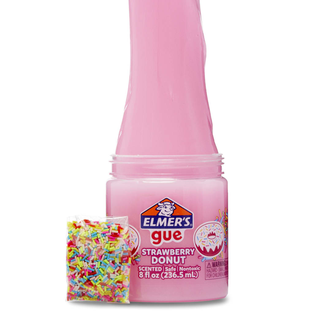Elmer’s Gue Premade Slime, Strawberry Donut Fluffy Slime, Scented, Includes Rainbow Sprinkle Slime Add-Ins, 1 Count
