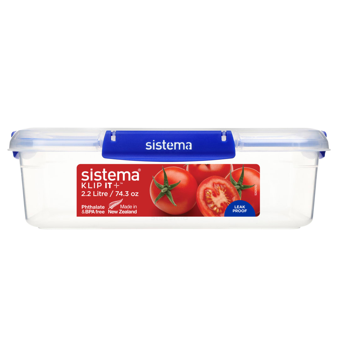 Sistema KLIP IT PLUS recipiente rectangular para guardar alimentos | 2,2 l | Fiambrera para alimentos herméticaapilablea prueba de fugas y apta para el frigorífico y el congelador | Sin BPA
