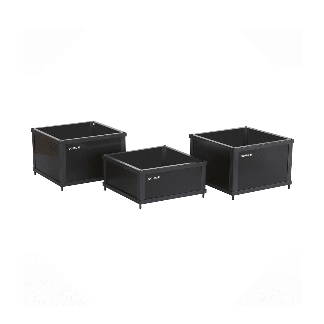 Sojag Savannah 2 x 2 x 1 ft Black Premium Outdoor 3-Piece Planter Box Set, Rustproof Aluminum Frame, Weather-Resistant, Scratch-Resistant, Corrosion-Resistant