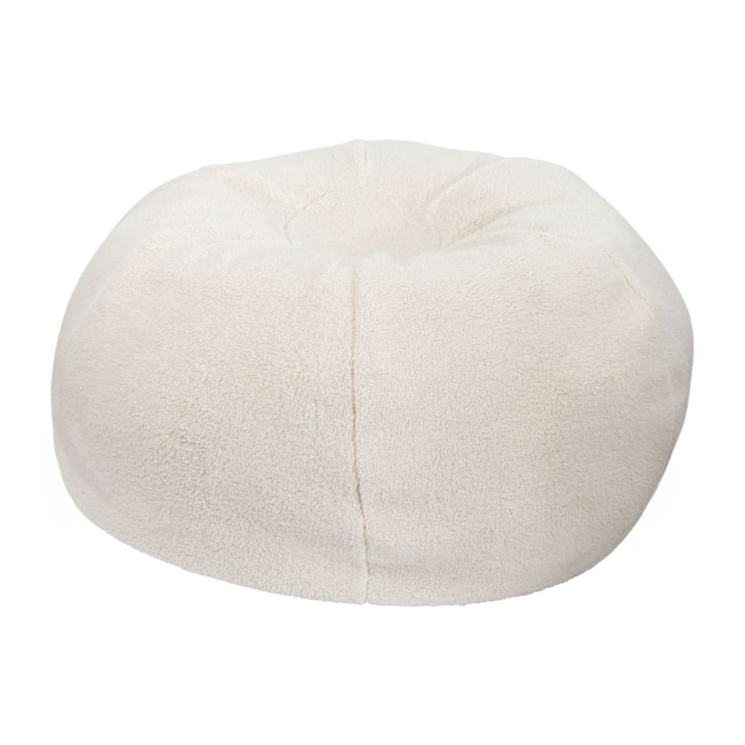 Duncan Large Natural Faux Sherpa Refillable Bean Bag Chair for Kids and Teens