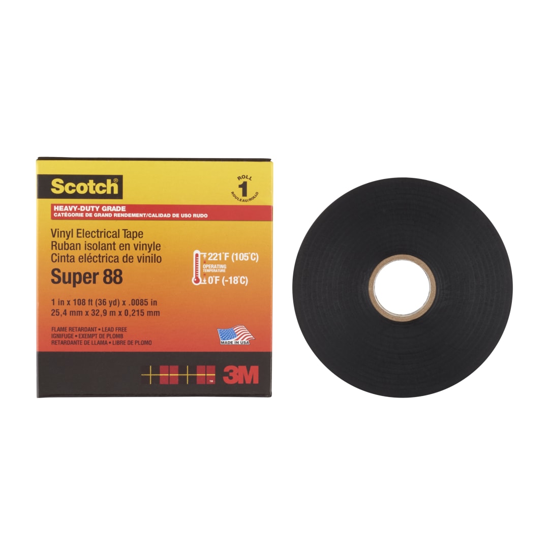 Scotch® Super 88 Čierna vinylová elektrotechnická páska, čierna, 25 mm x 33 m, 48 ks v balení
