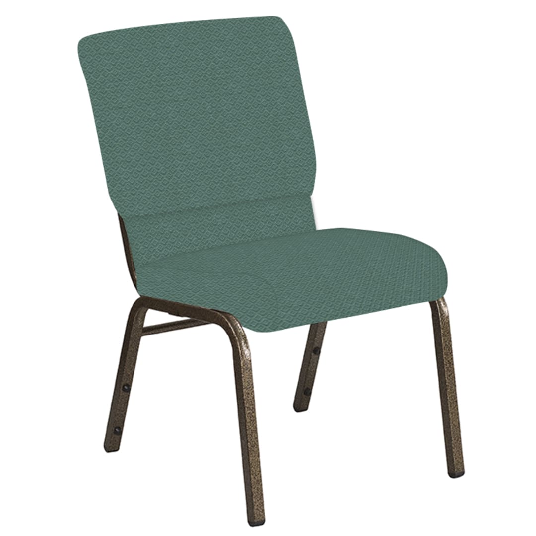 18.5''W Church Chair in Venus Aloe Fabric - Gold Vein Frame