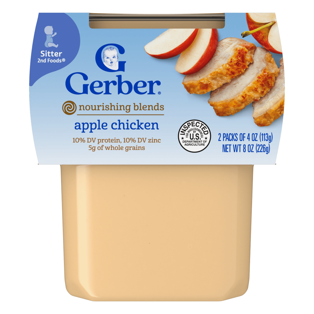 Gerber Stage 2 Baby Food, Apple Chicken Puree Tub, Baby Puree