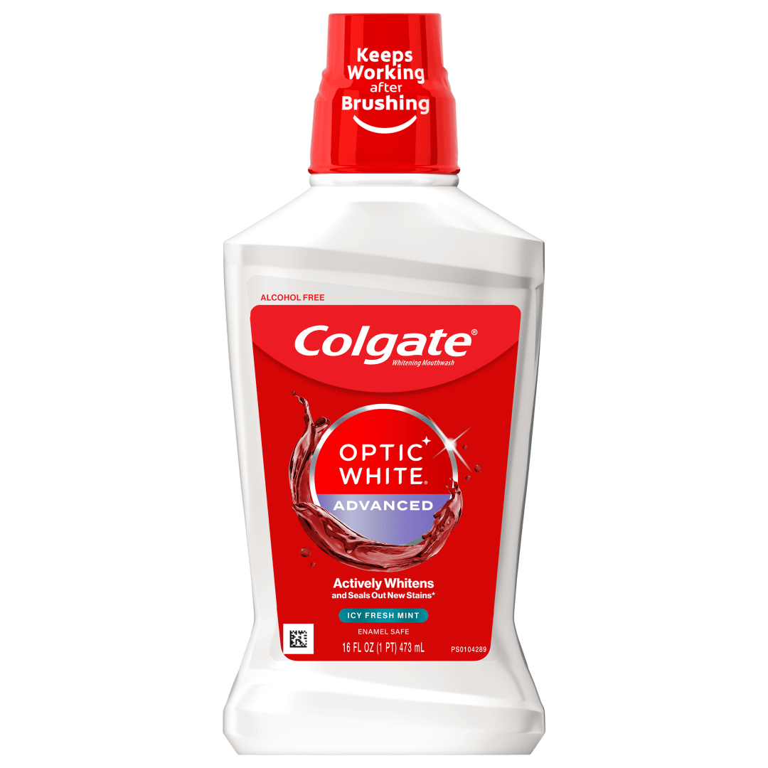Colgate Optic White Whitening Mouthwash, 2% Hydrogen Peroxide, Fresh Mint - 473 mL, 16 fl.oz. (6 Pack)